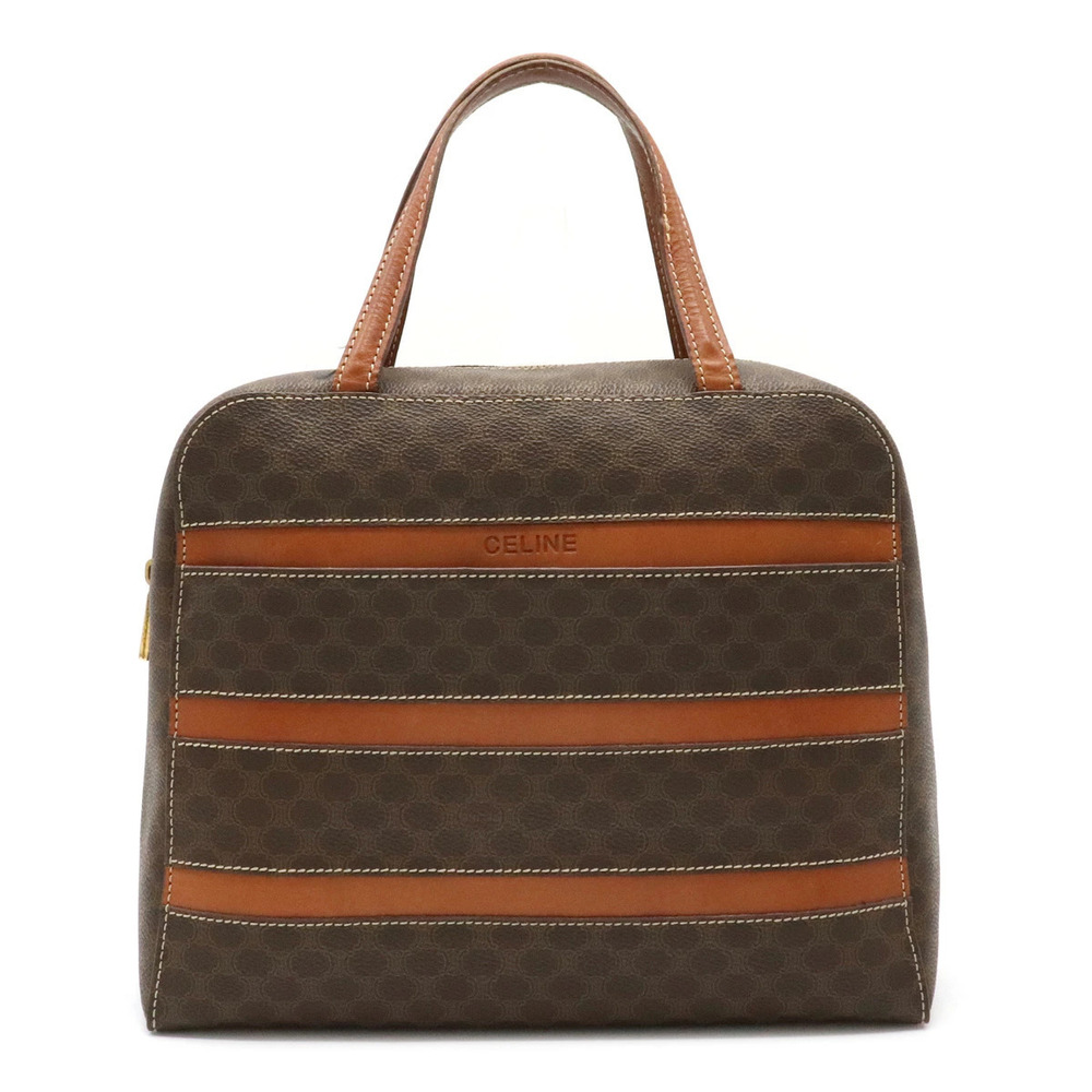 Celine Macadam handbag tote bag leather dark brown